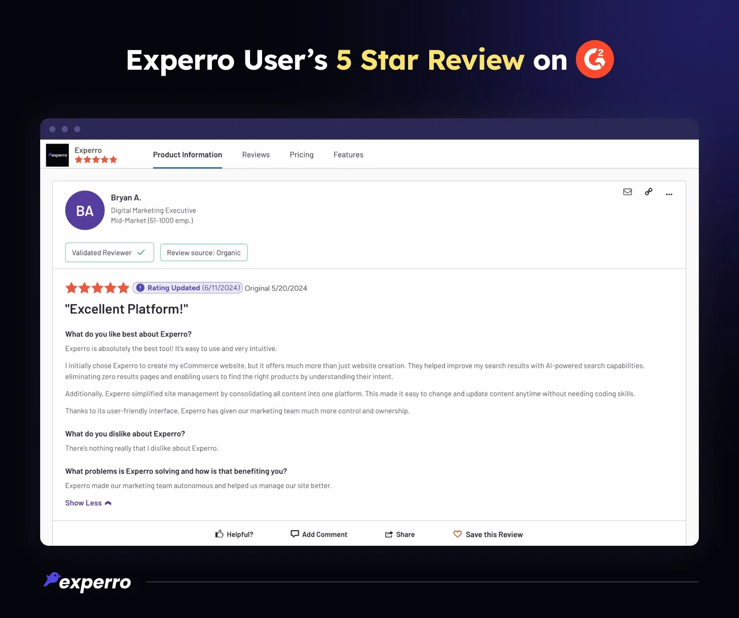 5 Star Review From Experro User 5 Star Review From Experro User