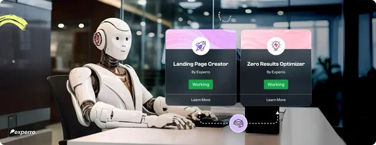 A hero image showing the AI Agent orchestration and AI agent cards in working