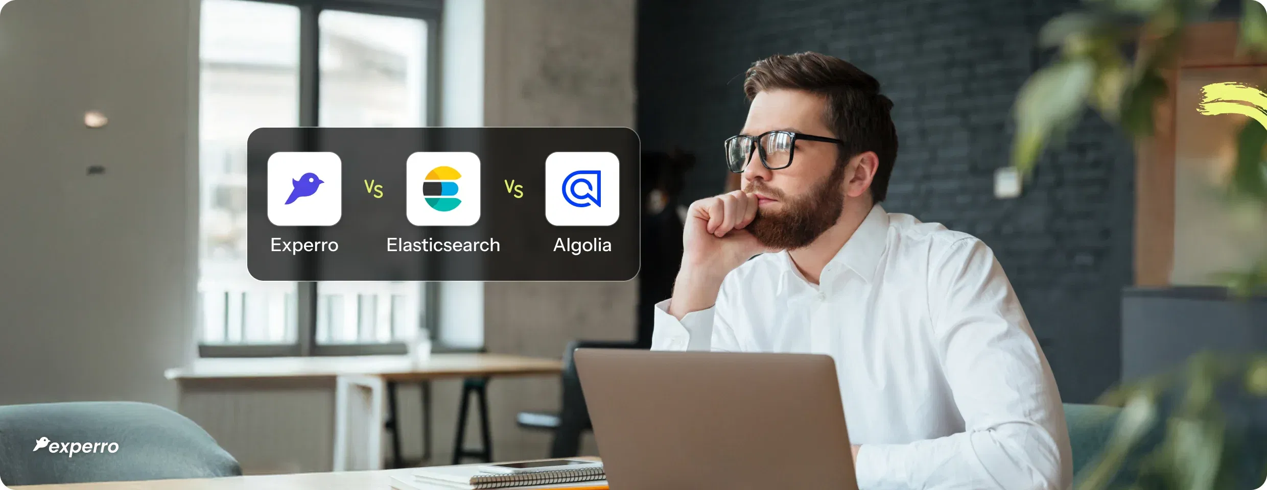 Algolia vs Elasticsearch vs Experro Triplet comparison between eCommerce search engines
