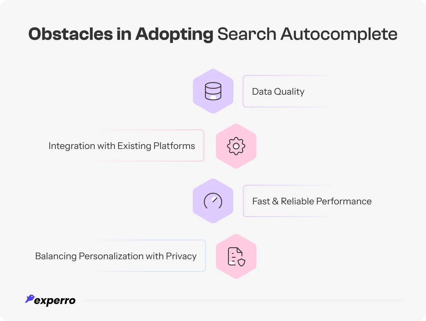 An infographic highlighting some obstacles faced by retailers in adopting search autocomplete