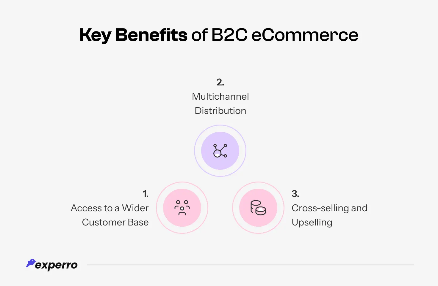 An infographic listing out the Key Benefits of B2C eCommerce