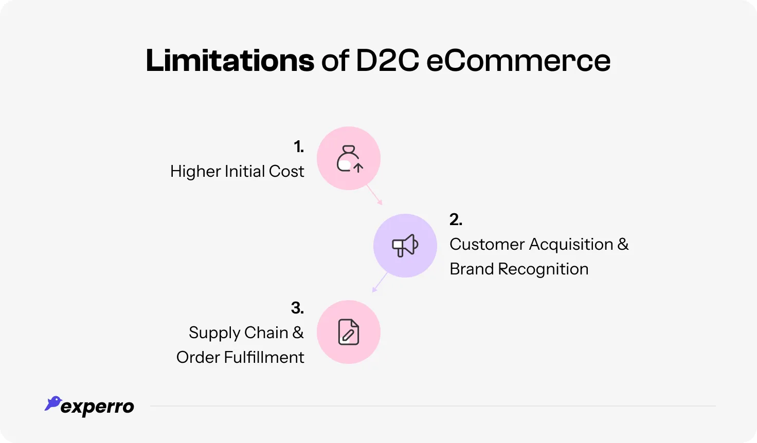 An infographic showing the Limitations of D2C eCommerce