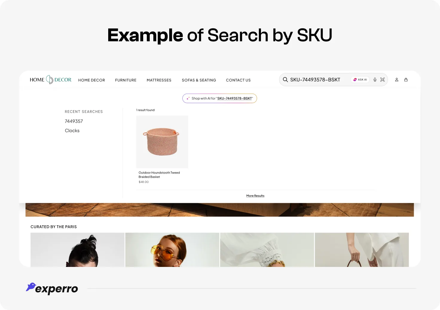 Example of Search by SKU