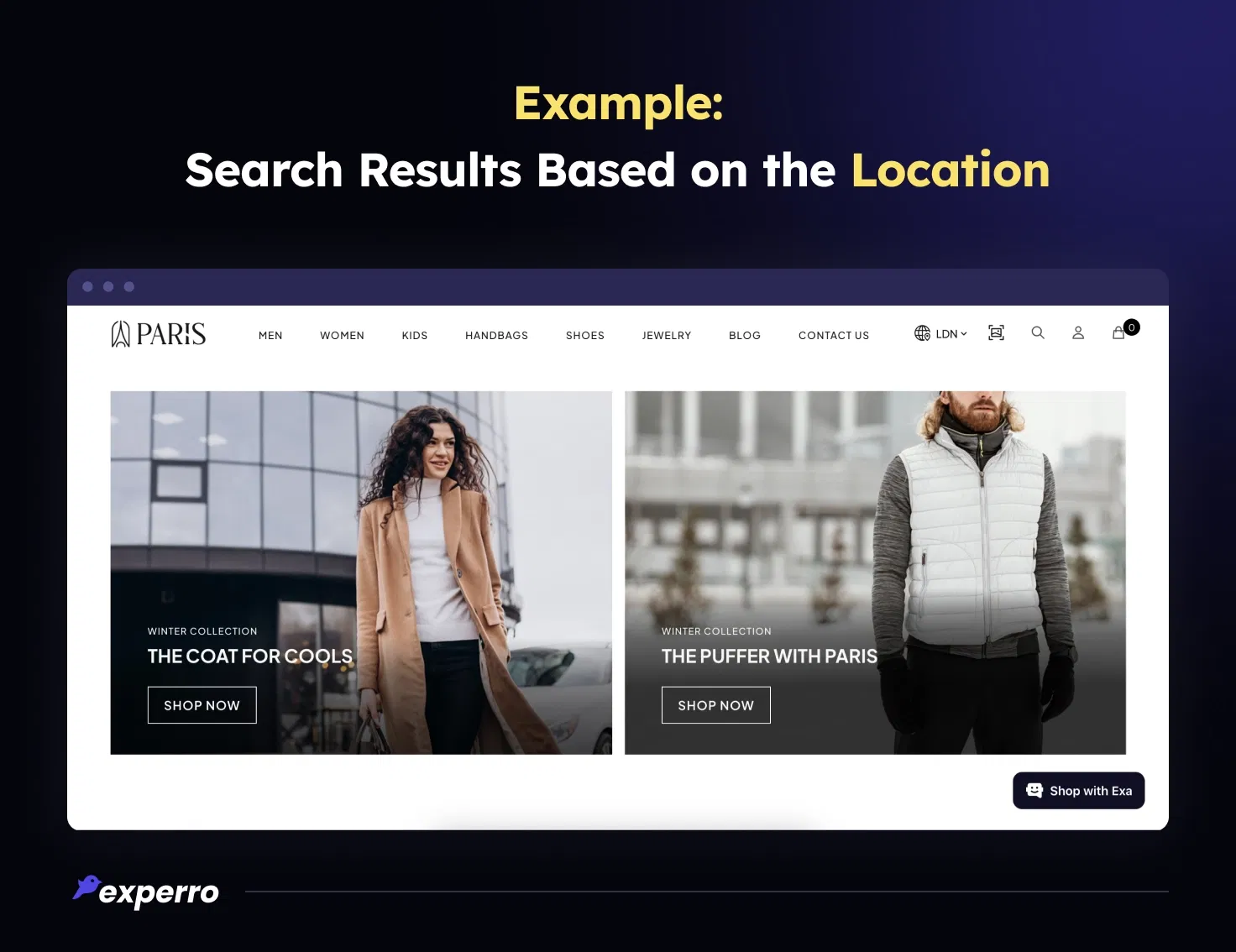 Example of Search Results Based on the Location Example of Search Results Based on the Location