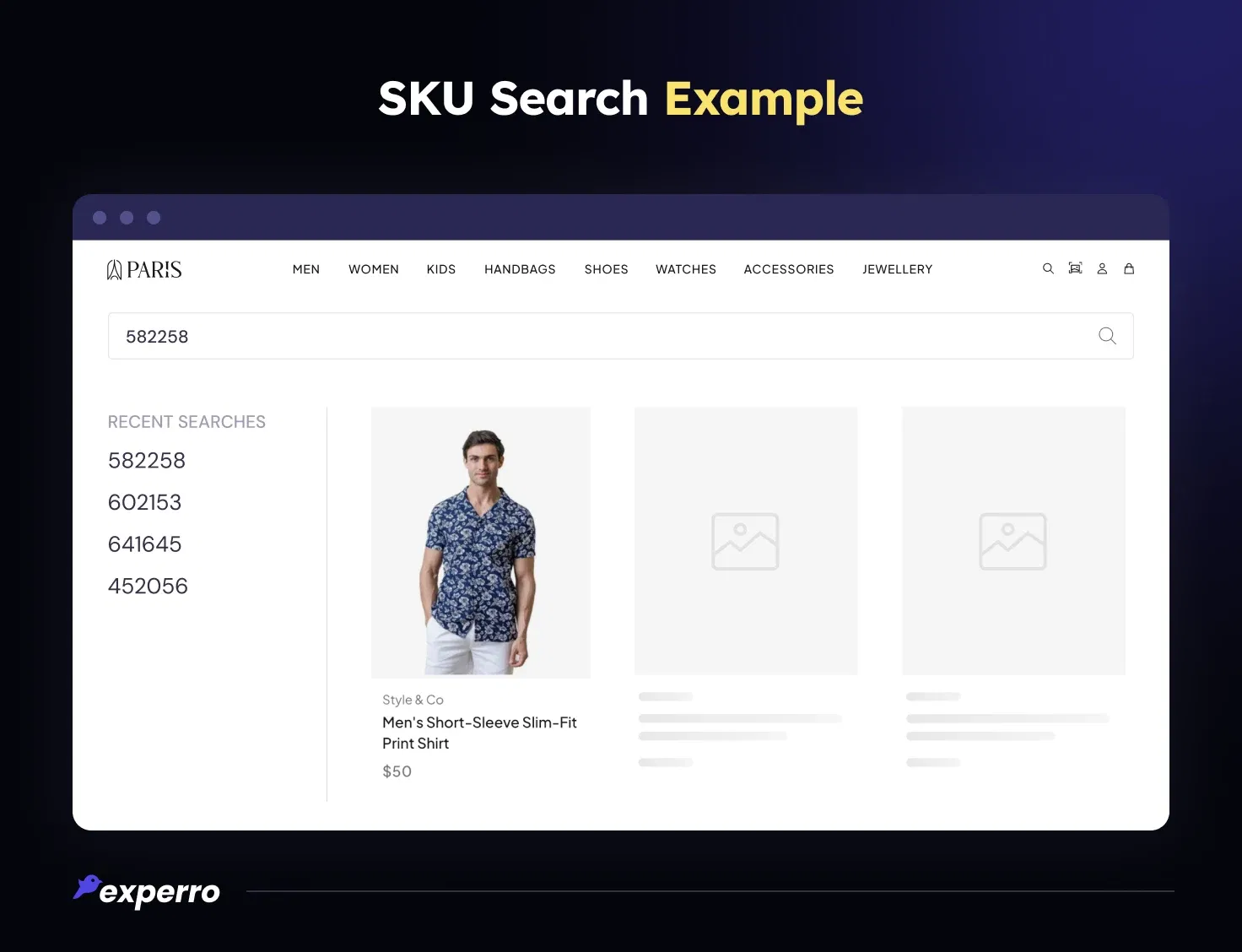 Example of SKU Search for Slim-fit Shirt Example of SKU Search for Slim-fit Shirt