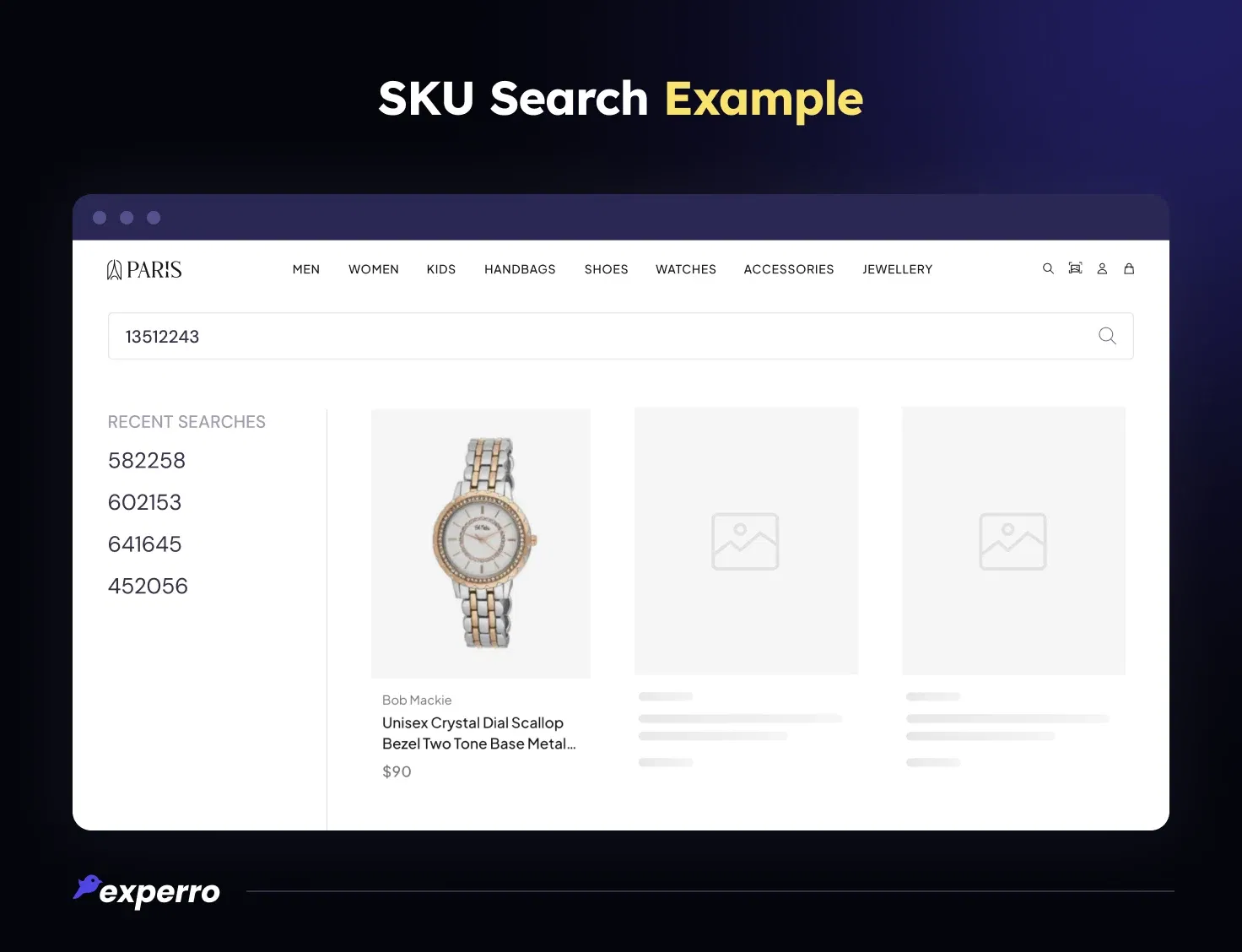 Example of SKU Search for Unisex Crystal Dial Watch Example of SKU Search for Unisex Crystal Dial Watch