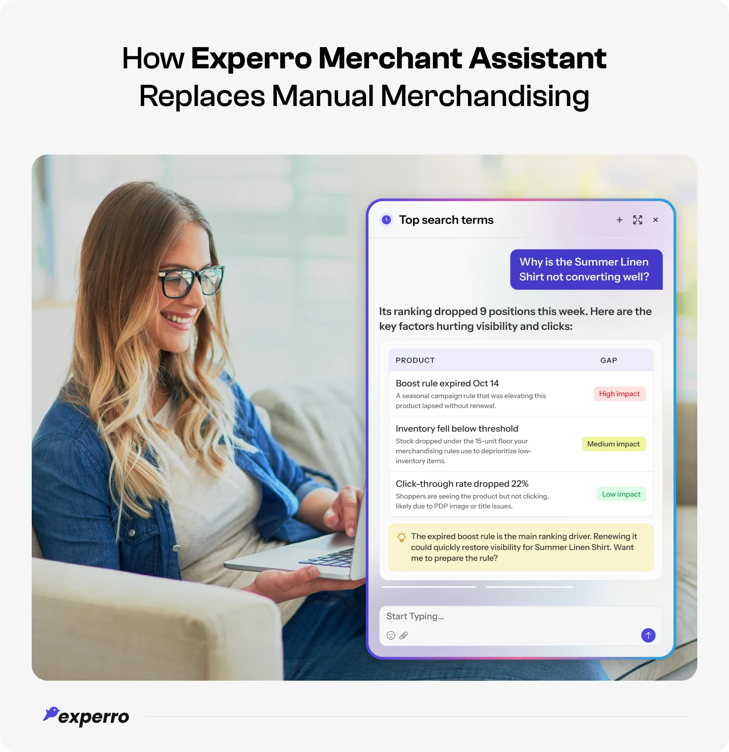 Experro Merchant Assistant EMA completely automates manual merchandising Experro Merchant Assistant EMA completely automates manual merchandising