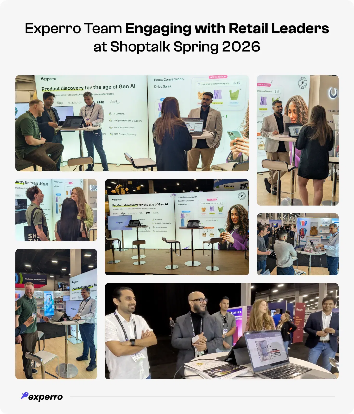 Experro Team members explaining the Gen AI powered functionalities of Experro to Booth Visitors