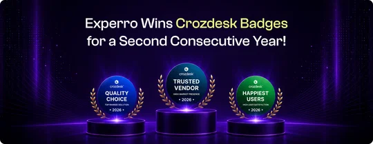 Press release announcing Crozdesk awarding Experro with three badges