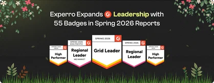 Press release on G2 Spring 2026 reports award Experro with 55 badges and grid mentions