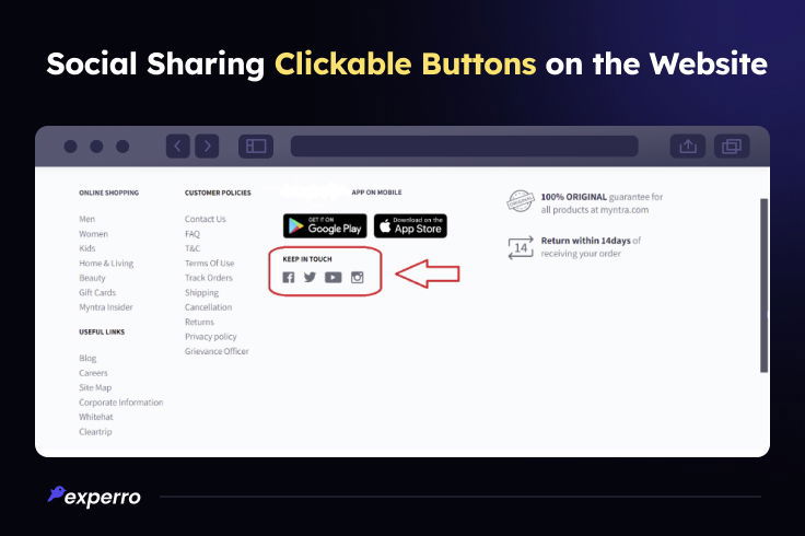 Social Sharing Clickable Buttons on the Website Social Sharing Clickable Buttons on the Website